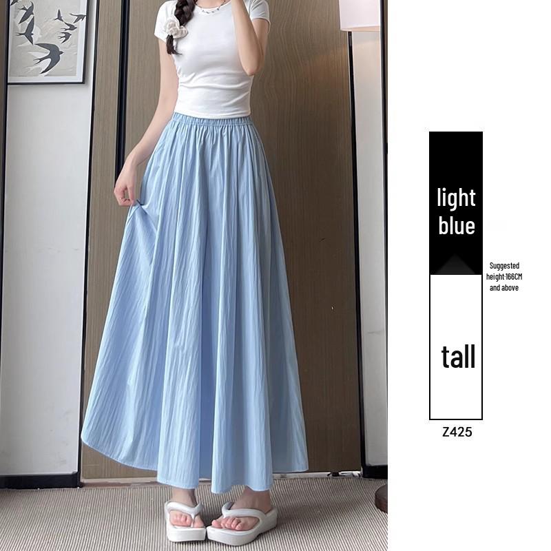 Yamamoto Women's High Waist A-Line Midi Culottes - Summer 2025 Ice Silk Casual Wide Leg Pants