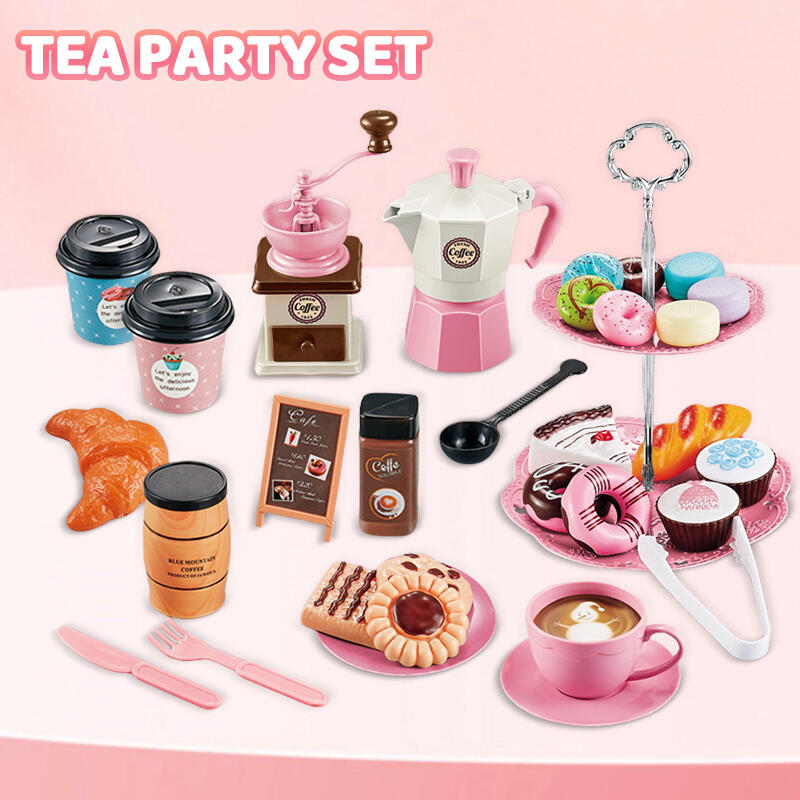 Kitchen Toys Coffee Maker Set And Play Food Dessert Toy Family Game Pretend Tea Party Set For Kids Girls Boys Birthday Gifts