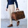 Monogrammed Leather Duffle Bag On Wheels | Genuine Leather Weekender Bag | Leather Holdall | Overnight Bag Men | Gifts For Him