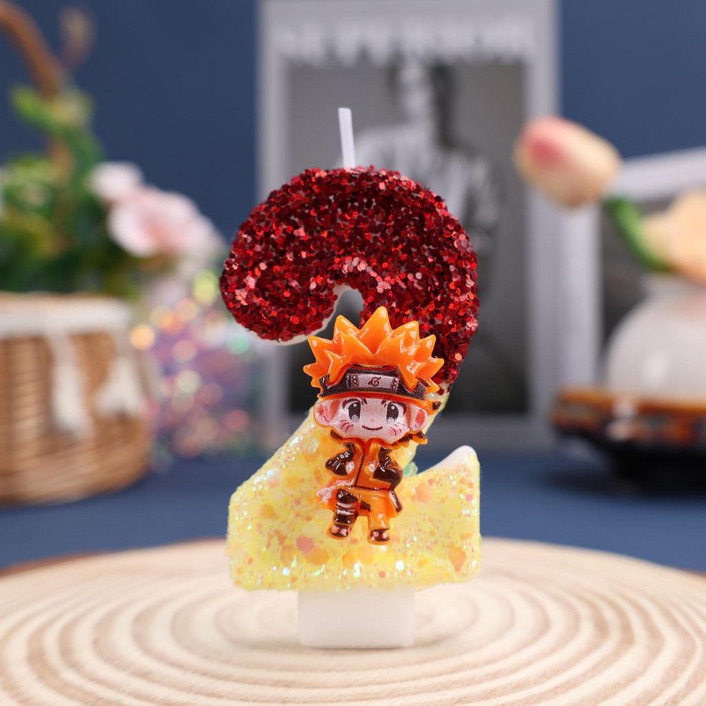 Naruto Glitter Color Block Birthday Cake Candles - Creative and Shiny Festival Party Decorations