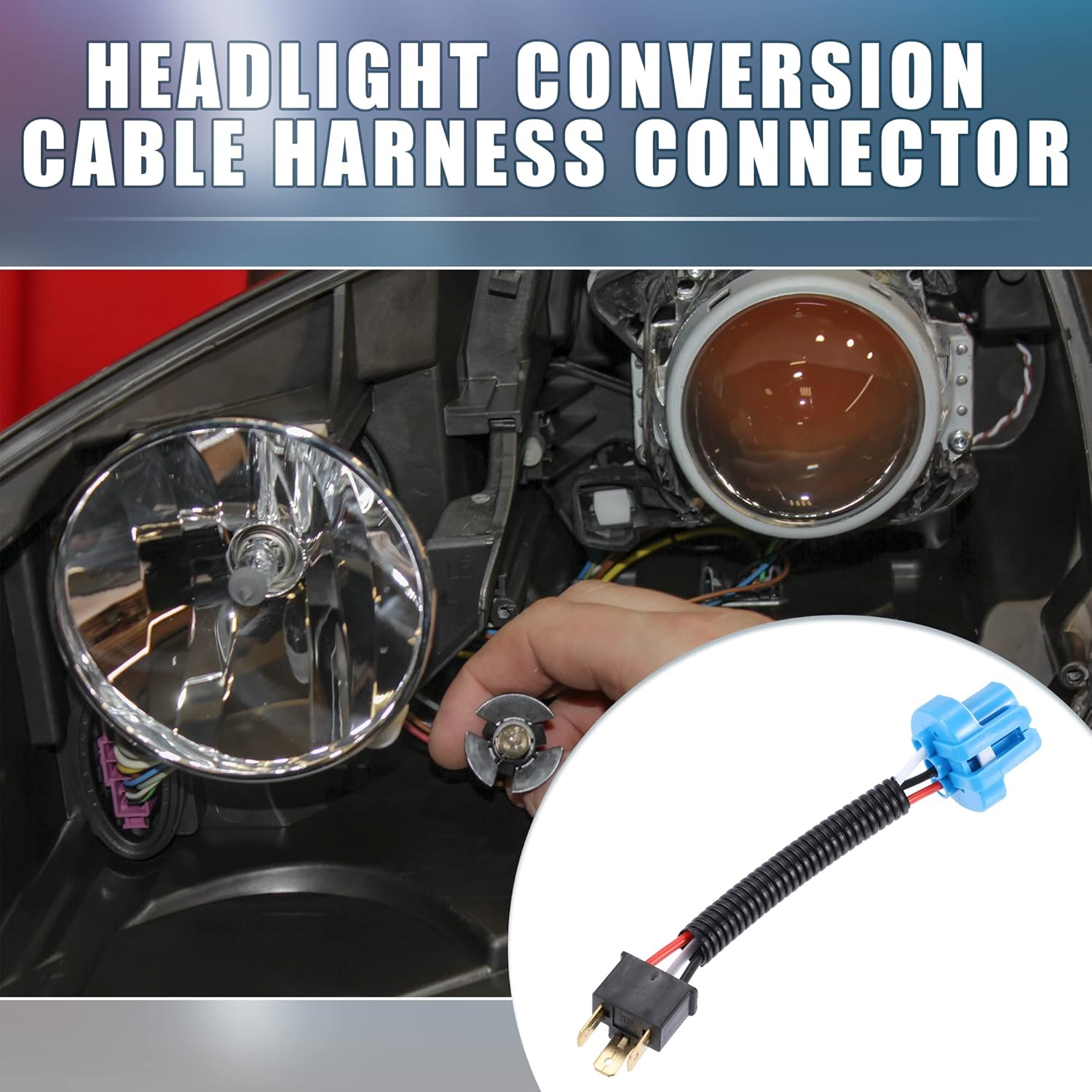 

9007 Female to H4 Male Headlight Cable Harness Connector Adapter (Set of 2)