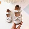 Girls Bow Pearl Decor Mary Jane Dress Shoes