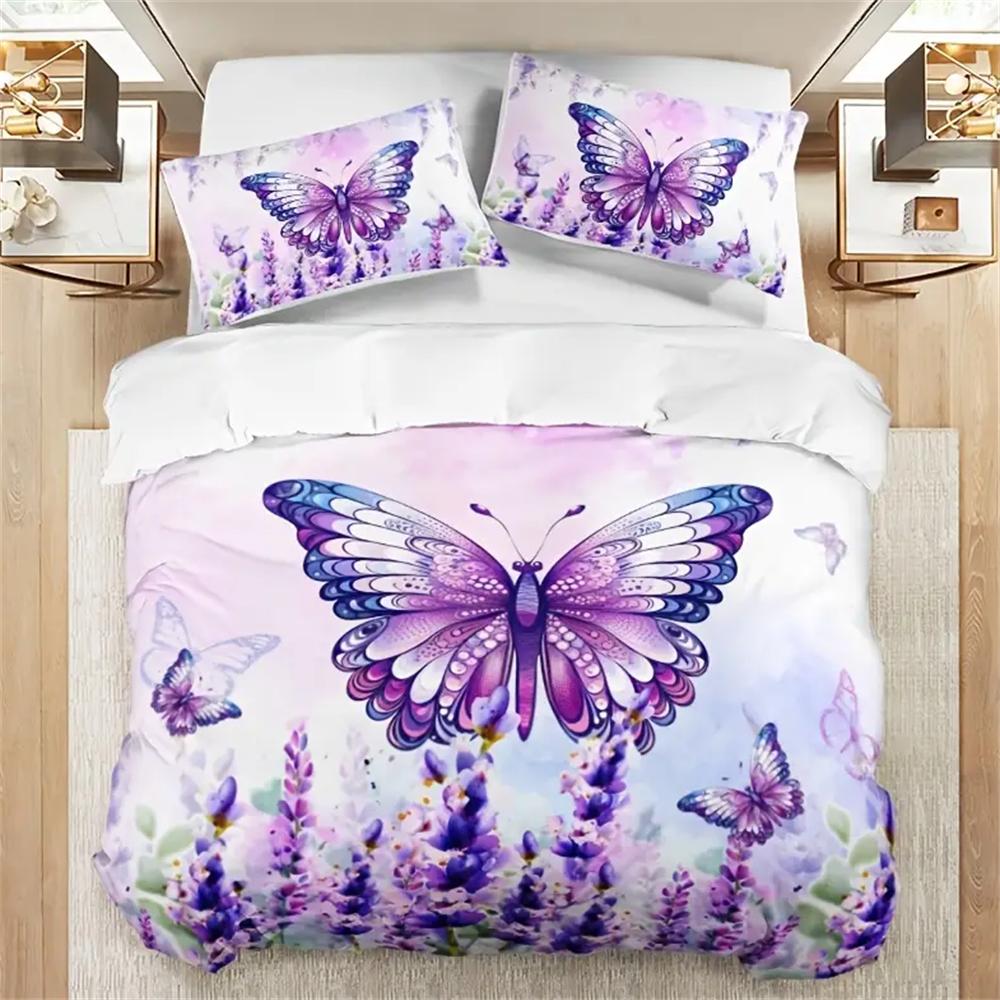 

Fashion Fresh Duvet Cover Set, Butterfly Floral Print Bedding Set, Soft Comfortable Breathable Duvet Cover, For Bedroom Guest EU Single 135x200cm