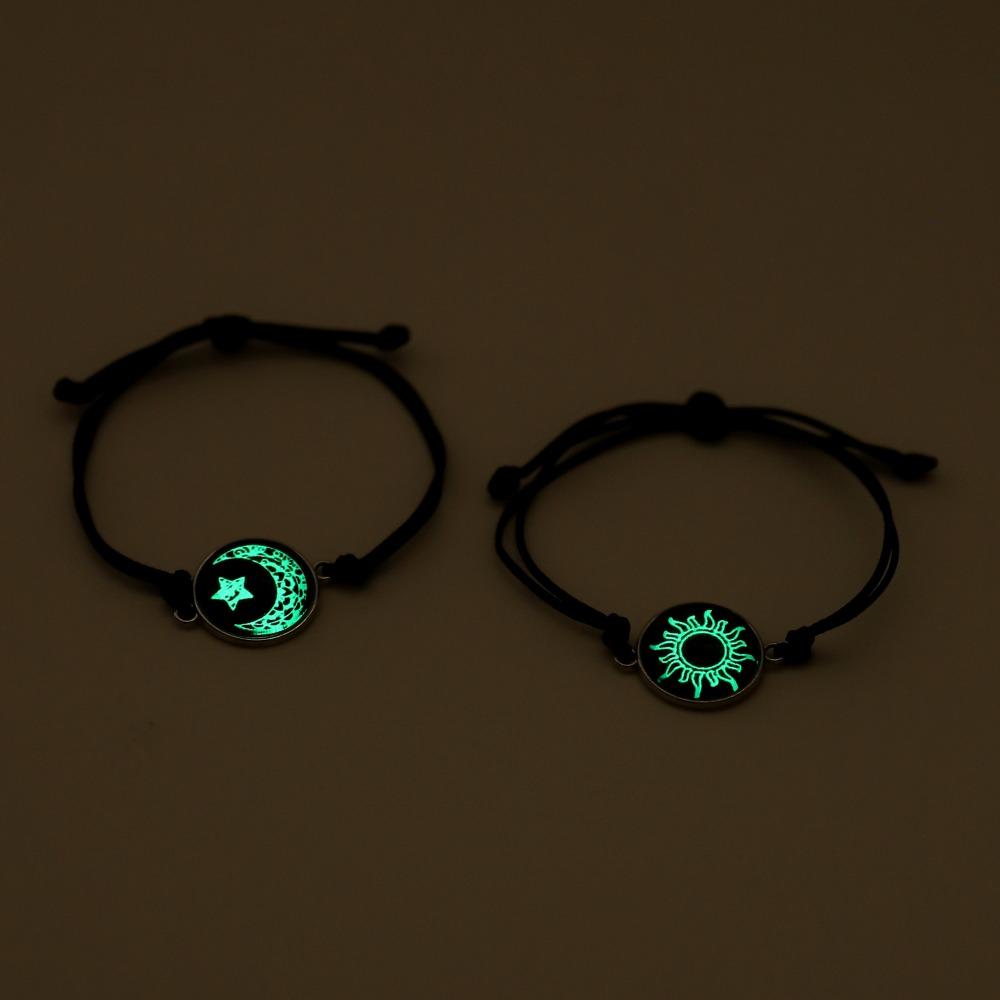 Couples Bracelet for Women Lover Luminous Sun Moon Rope Charm Friendship Girlfriend Party 2 PCS/Set Jewelry Gift
