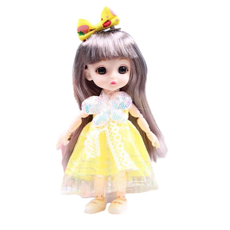 Cute 6.6in Bjd Princess Dolls With Movable Joints Mini Model Toy Kids Birthday Gift