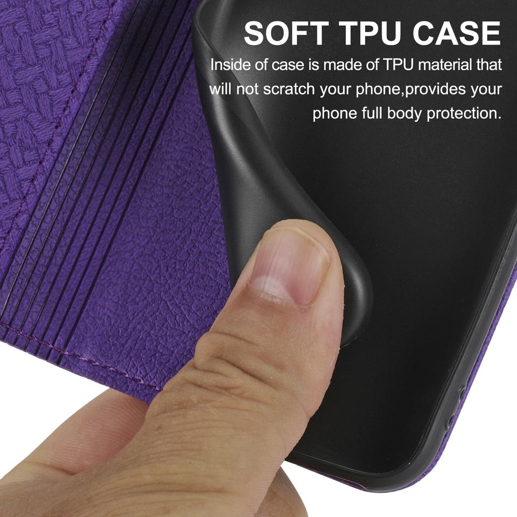 For Samsung Galaxy A17 5G/A17 4G/A26 5G Case Woven Texture PU Leather Wallet Phone Cover with Wrist Strap