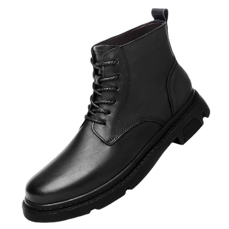 Tooling Boots Men's High-top British Style Men's Shoes Crocodile Pattern Season New Middle-top Velvet Thermal Cotton Martin Boots Shoes Men's