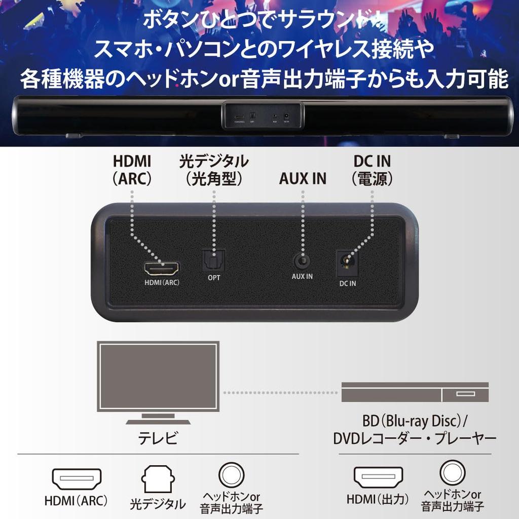OHM AudioComm TV 3D Virtual Surround Bluetooth HDMI AUX IN Connection ASP-SB2140N 03-2340 Speaker, Soundbar, Speaker, Sound, 5.3, Wireless/Wired,