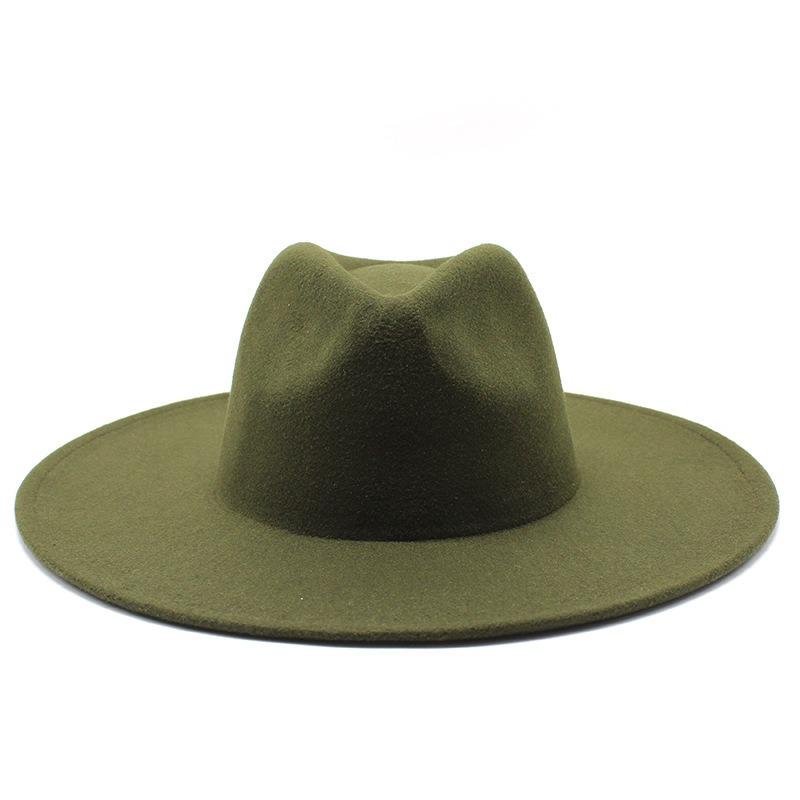 Men and women couple flat-brimmed big-eave hat autumn and winter wool top hat jazz gentleman's hat