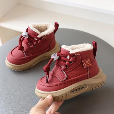 Chaussures pour enfants, bottes de neige d'hiver pour garçons, nouveau style, tendance, semelles épaisses, confortables et polyvalentes, en coton et peluche