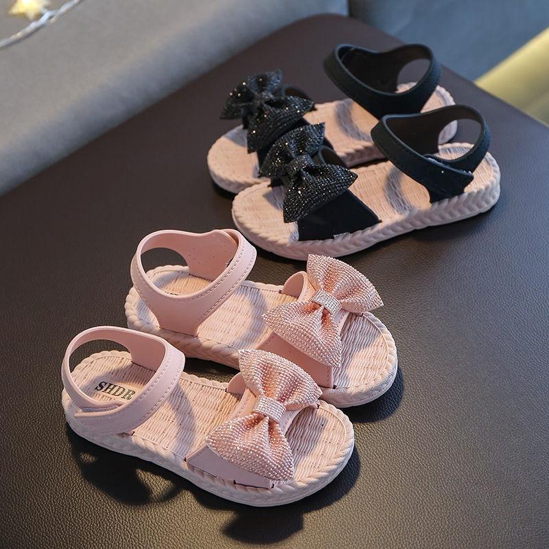 Sandalias Summer's Princess Child Sandals Bow Tie Girls' Shoes Casual Non Slip Kids Shoes Beach Shoes