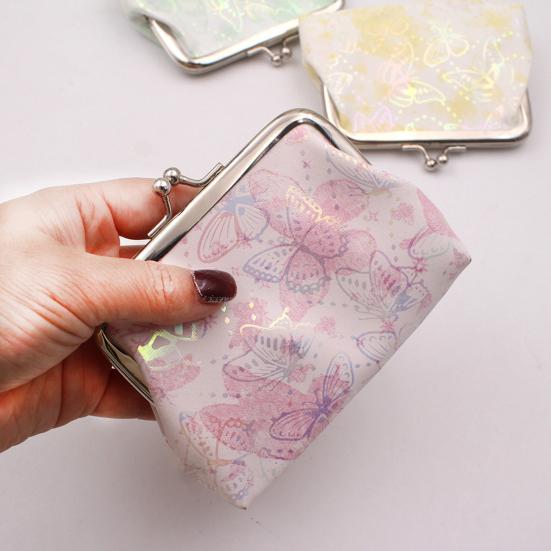 Butterfly Print Coin Purse, Women Small Change Purse, Gradient Butterfly Kiss Lock Closure Pouch for Coins Cards Cash