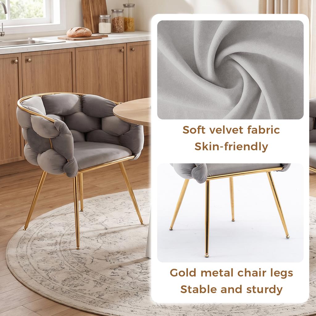Luxurious, Modern Accent Chair, Vanity Chair with Metal Frame for Bedroom, Living Room, Dining Room, Set of 2