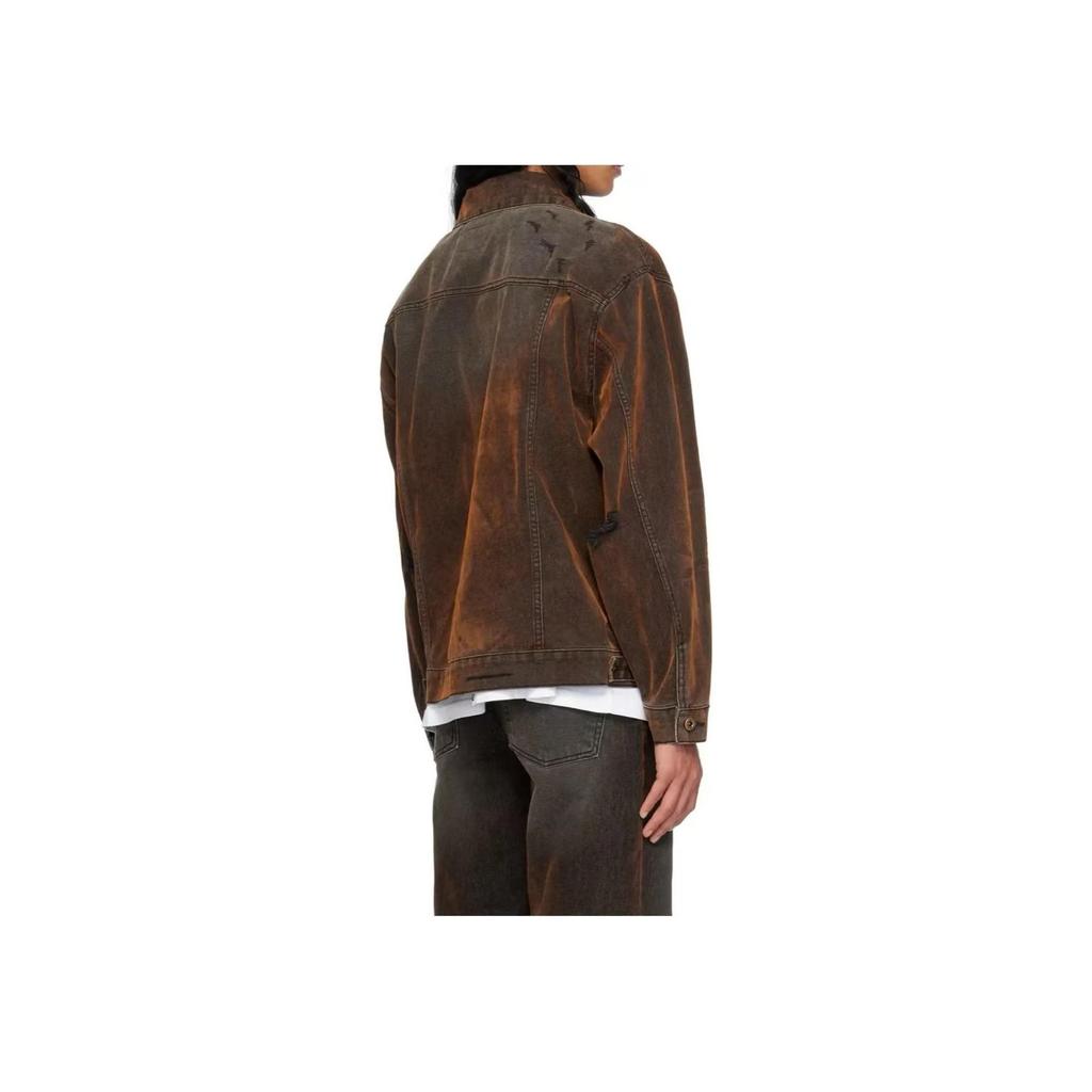 WE11DONE Vintage Effect Single-Breasted Long Sleeve Denim Jacket Unisex jackets Brown WD-DJ2-24-399-M-BK