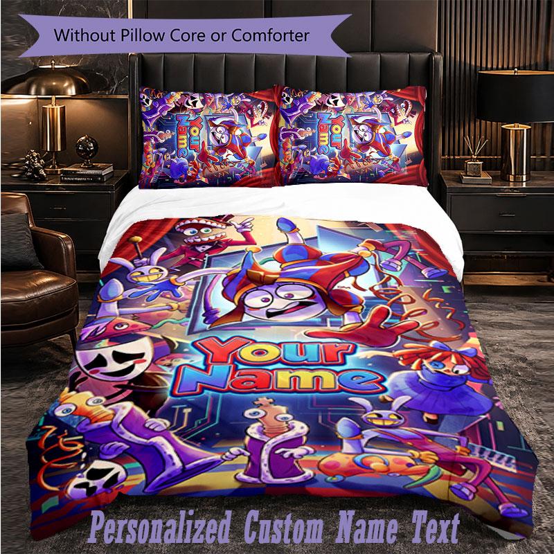 Personalized 3Pcs Bedding SetThe Amazing Digital Circus Custom Text Duvet Cover Pillowcase Set Bedroom Gift
