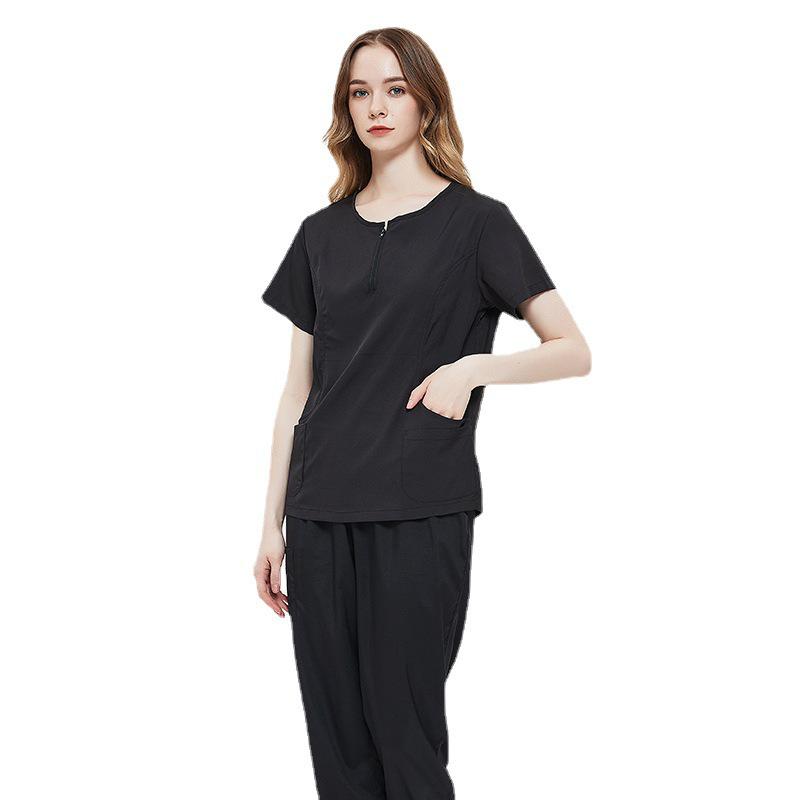 Cross-Border Quick-Dry Nurse Uniform: Summer Short-Sleeved Set with Elastic Handwashing Clothes