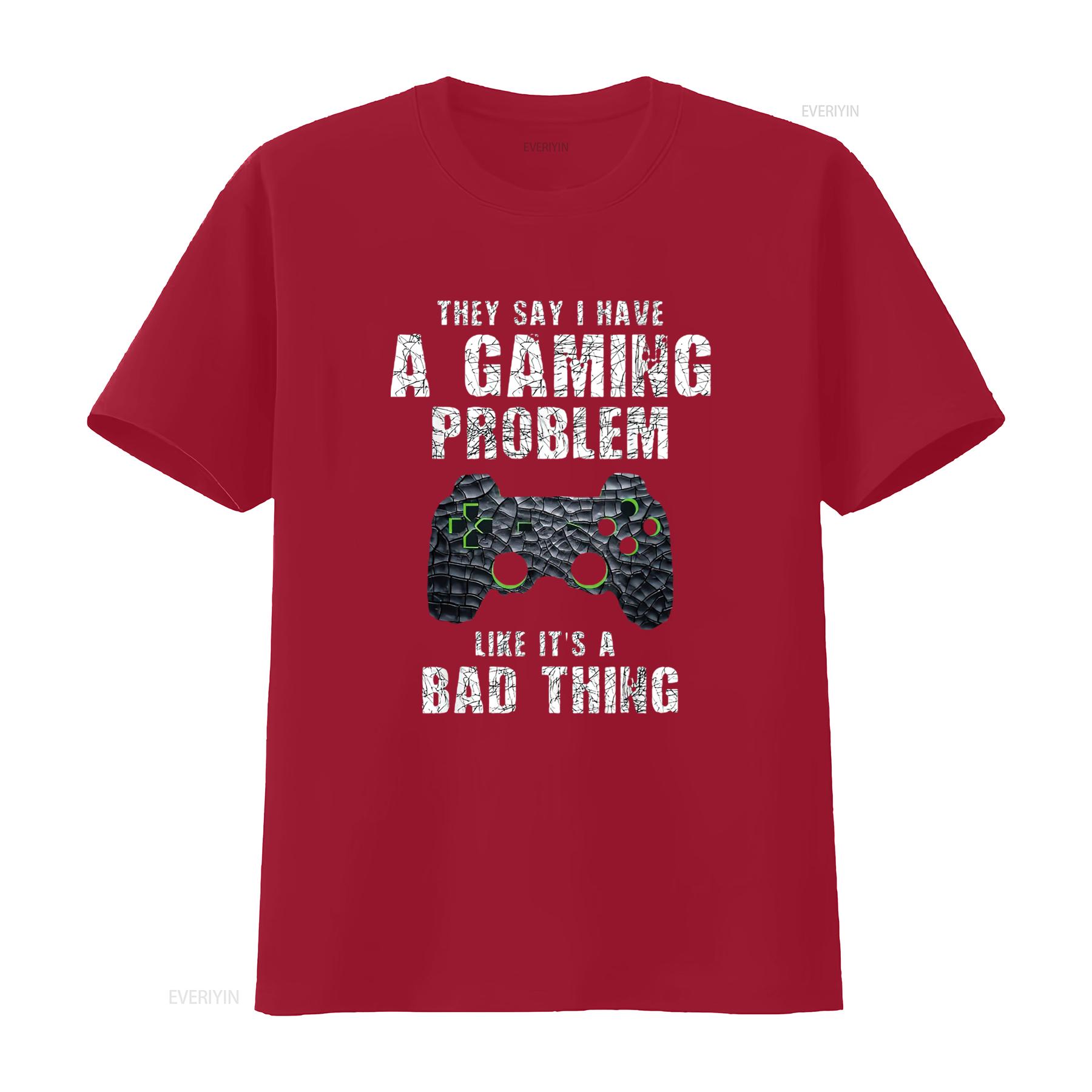 Mens Gamer Funny Quote Sarcastic Gaming Problem Boys T Shirtns Shirt Black Small vintage Washed Stretched streetwear Breathable S