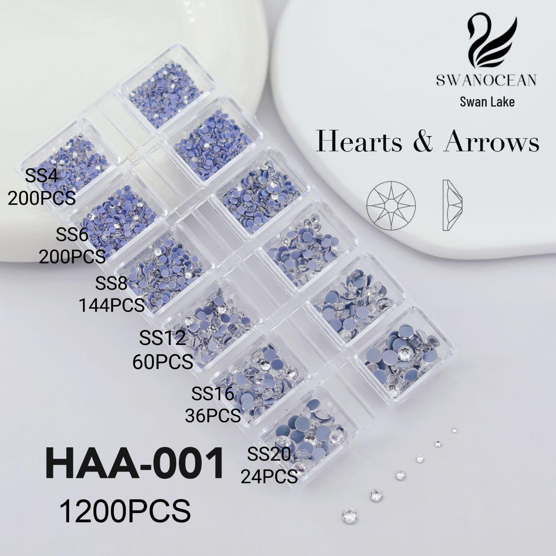 

Набор страз для нейл-арта «Восемь сердец и стрел» - AB круглые стразы с плоским дном SS4-SS20