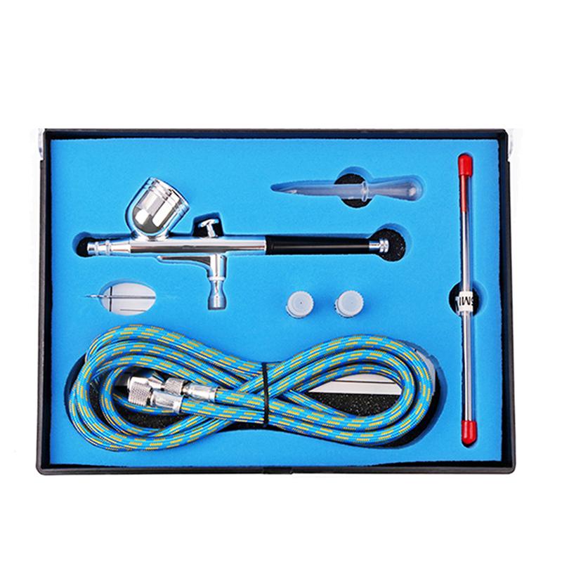 A84X-Airbrush Kit Double Action 0.2Mm Air 0.5Mm Fluid Tips Needles Nozzles And Hose Adapter For Painting Nails Cake Tattoo