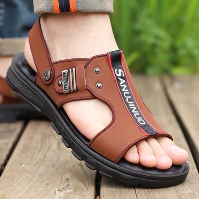 2025 zomer nieuwe heren leren ademende sandalen heren sleepproducten dubbel gebruik strandschoenen casual coole slippers 20257