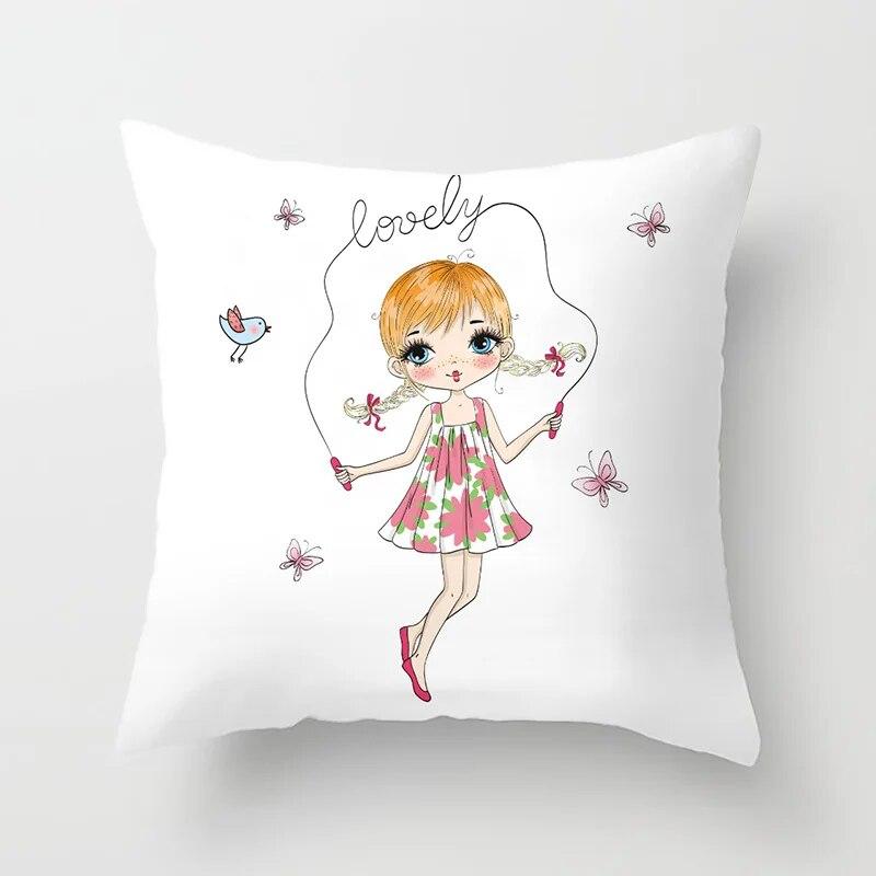 Bedroom Living Room Sofa Bed Decorative Pillowcase Home Decor Cute Girl Princess Cushion Cover