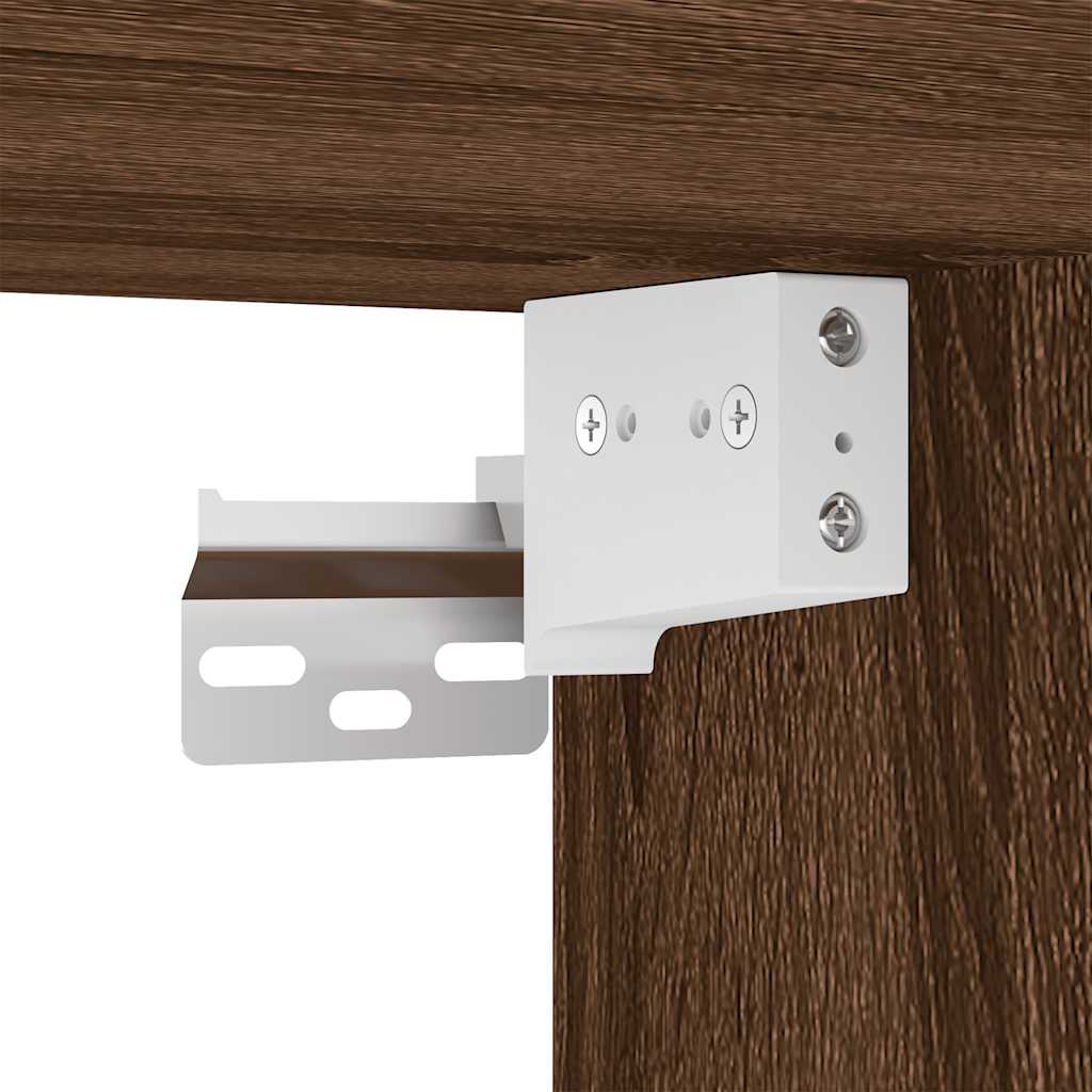 Wall Mounted TV Cabinet with LED Lights Brown Oak Effect 30.5 x 35 x 30 cm
