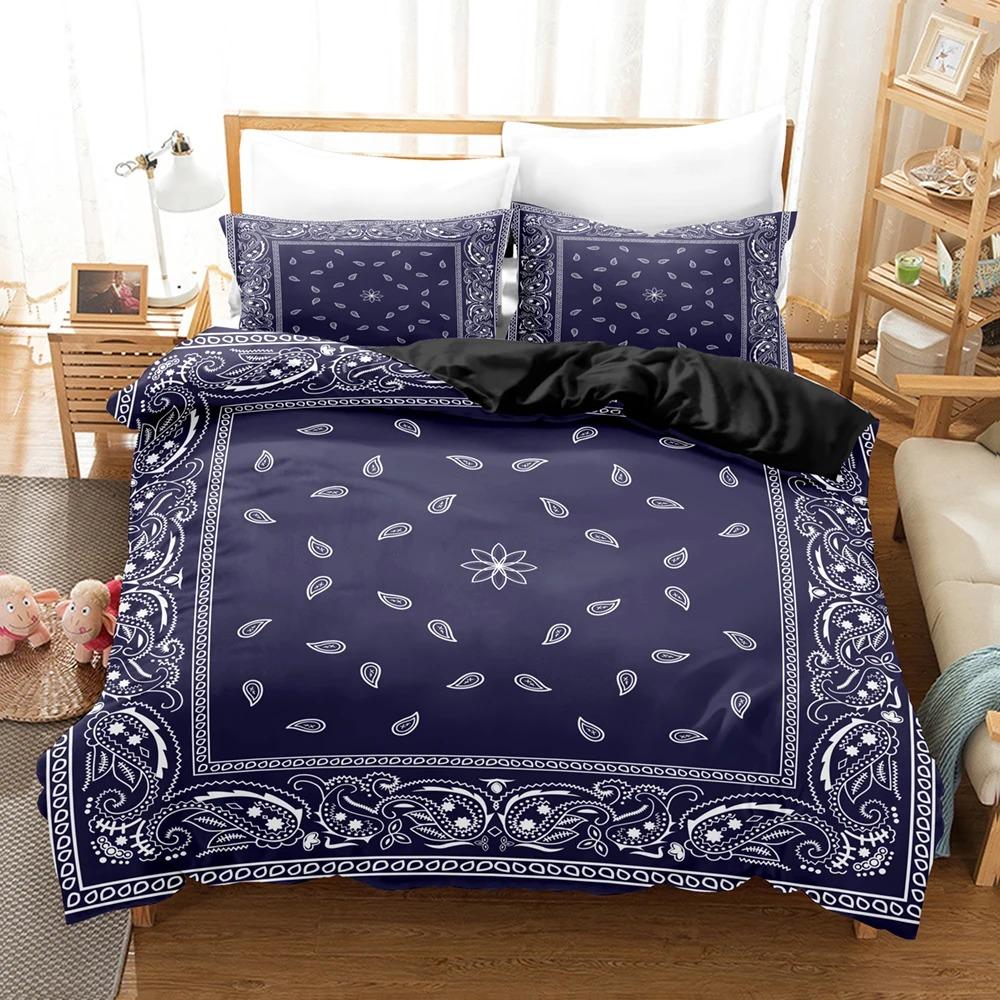 Paisley Mandala Black Duvet Cover Set Bohemian Style Double For Adults Queen King Size Bedding Set With Pillowcase For Bedroom