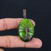 Baum des Lebens, grüner Flash-Labradorit, Edelstein, reiner Kupferdraht, umwickelt, handgefertigter Anhänger-Schmuck