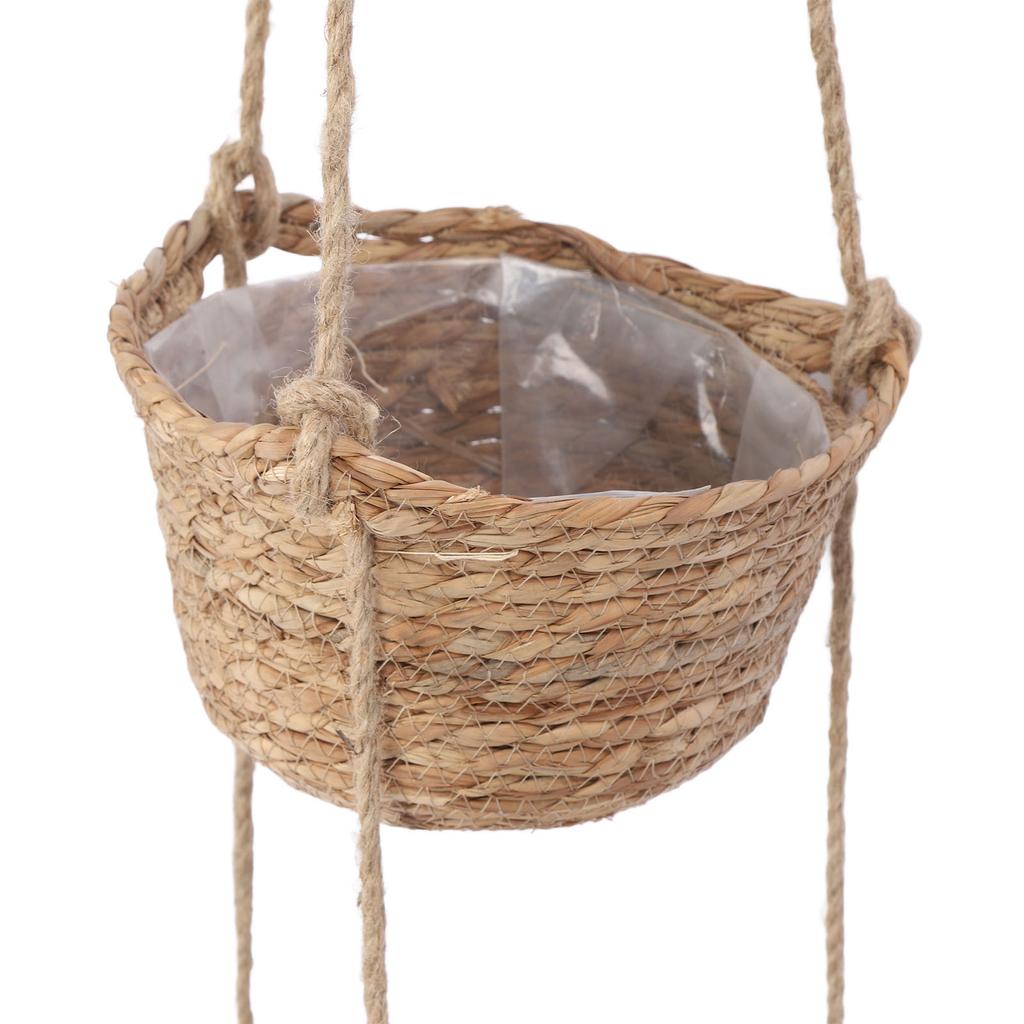 2-stöckiger gewebter Hängekorb Hanfseil hängender Obstkorb Blumenpflanzen Wandkorb Dekor Mehrzweck für Wohnzimmer Schlafzimmer