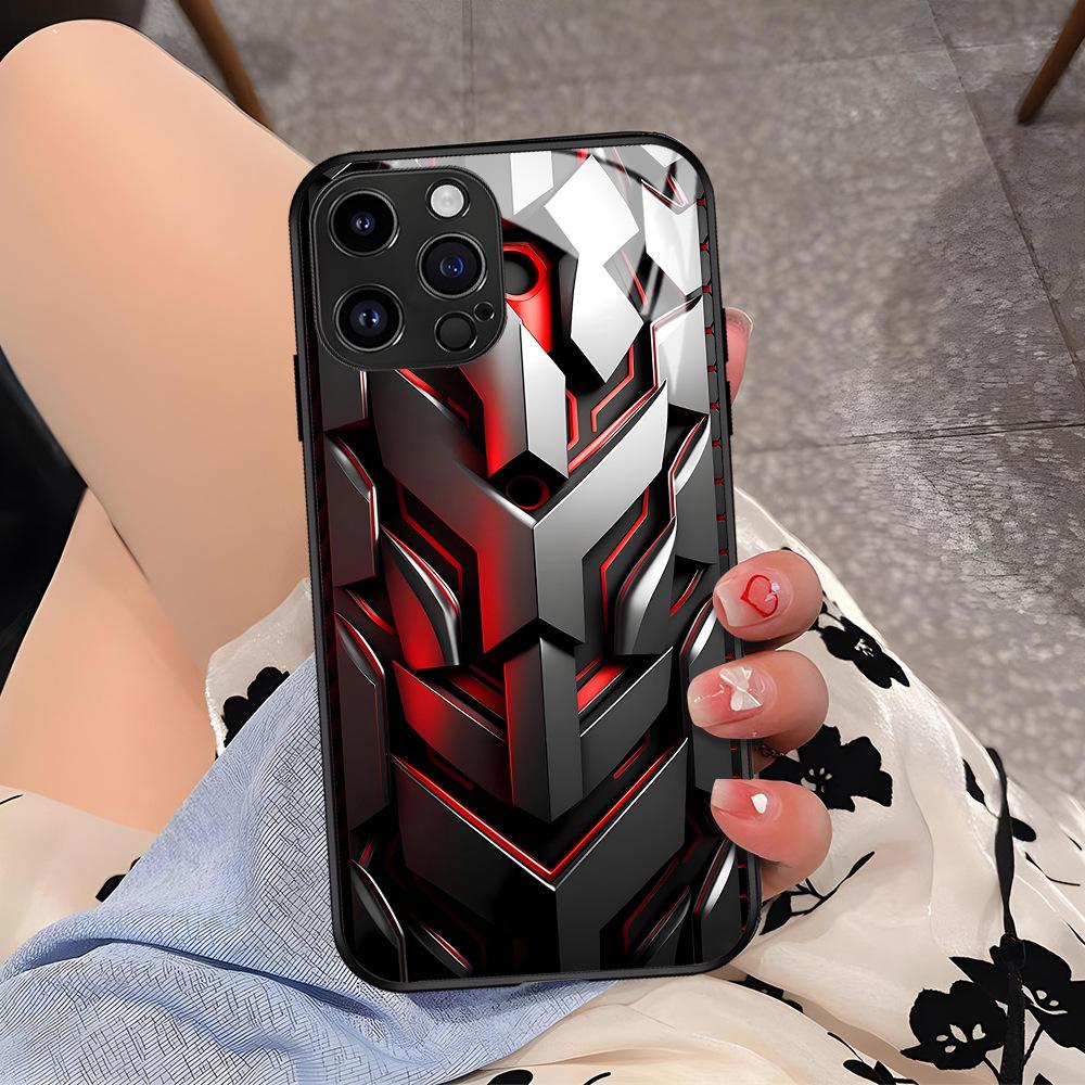 Gundam Mecha Wind iPhone15 Mobile Phone Case Apple 16promax Glass Case 14 Cool Boy Protective Case 13