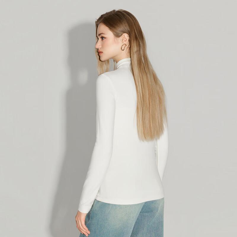 Shetu Women's Semi-High Collar Slim Fit Knit Tee