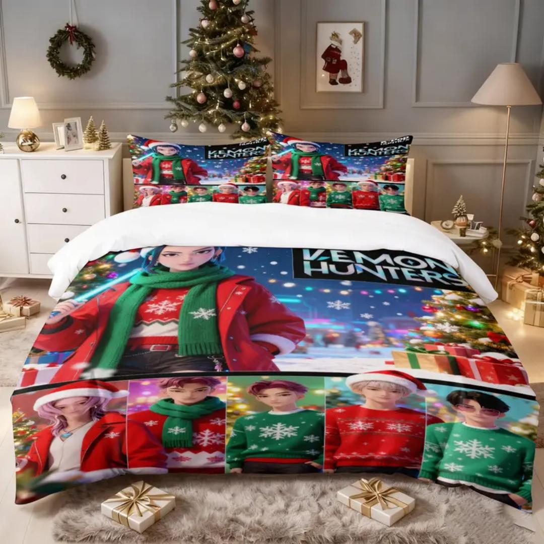 

KPop D-Demon Hunters christmas Single Halloween Costume Bedding Set - 2-3 Piece Comforter Quilt Duvet Cover Pillow Case Sets US Twin(172x218cm)