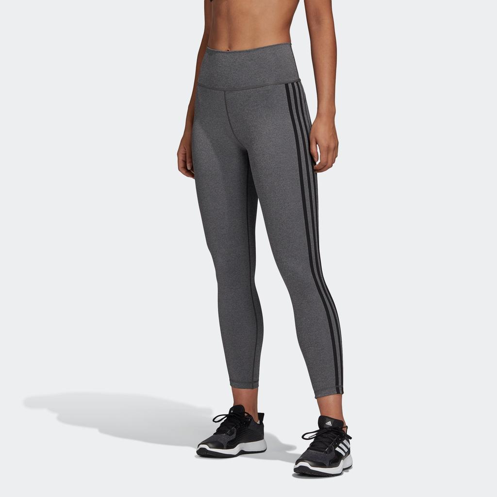 Adidas Believe This 2.0 7/8 Tights Color Block Stripe Design High Waist Slim Fit Cropped Sports Pants Women Bottoms Dark-Heather-Grey GC7178