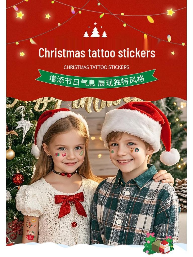 Festive Waterproof Cartoon Christmas Tattoo Stickers for Kids