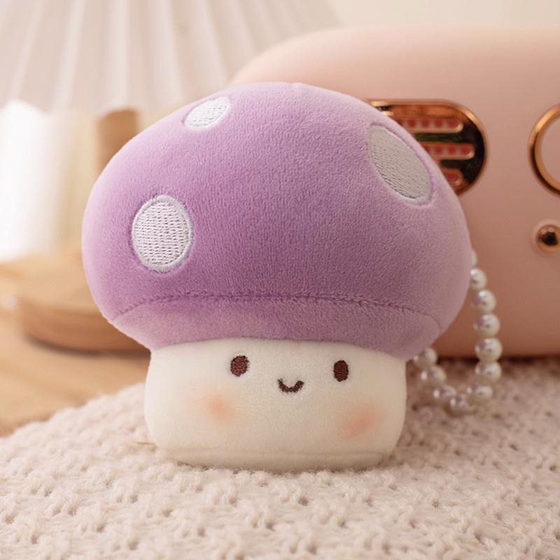 10CM Cute Small Mushroom Plush Toy Creative Stuffed Pendant Doll Red Mushroom Keychain For Kids Girls Holiday Gifts