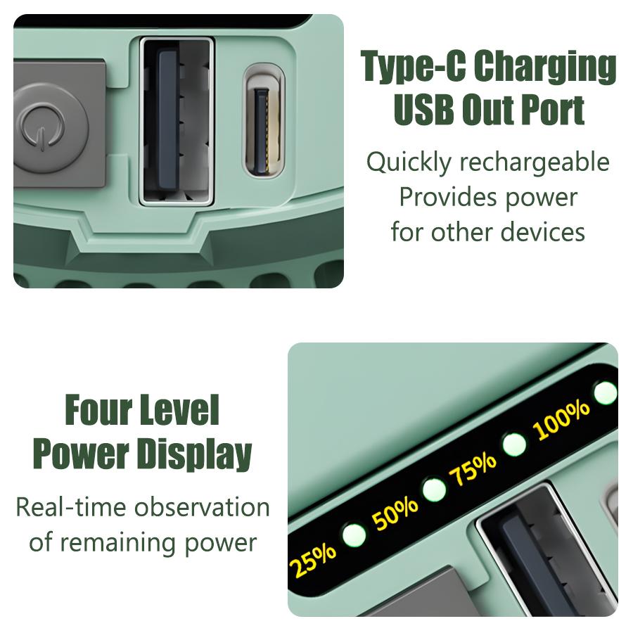 7800mah Emergency Light, Rechargeable LED Camping Lantern with Magnetic Hook & Type-C Power Bank for Home and Outdoor Crisis