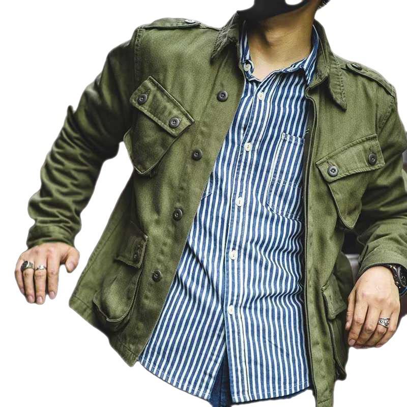 American Retro Heavyweight Washed Work Jacket Men's Autumn Trendy Military Style Multi-pocket Casual Jacket Trendy