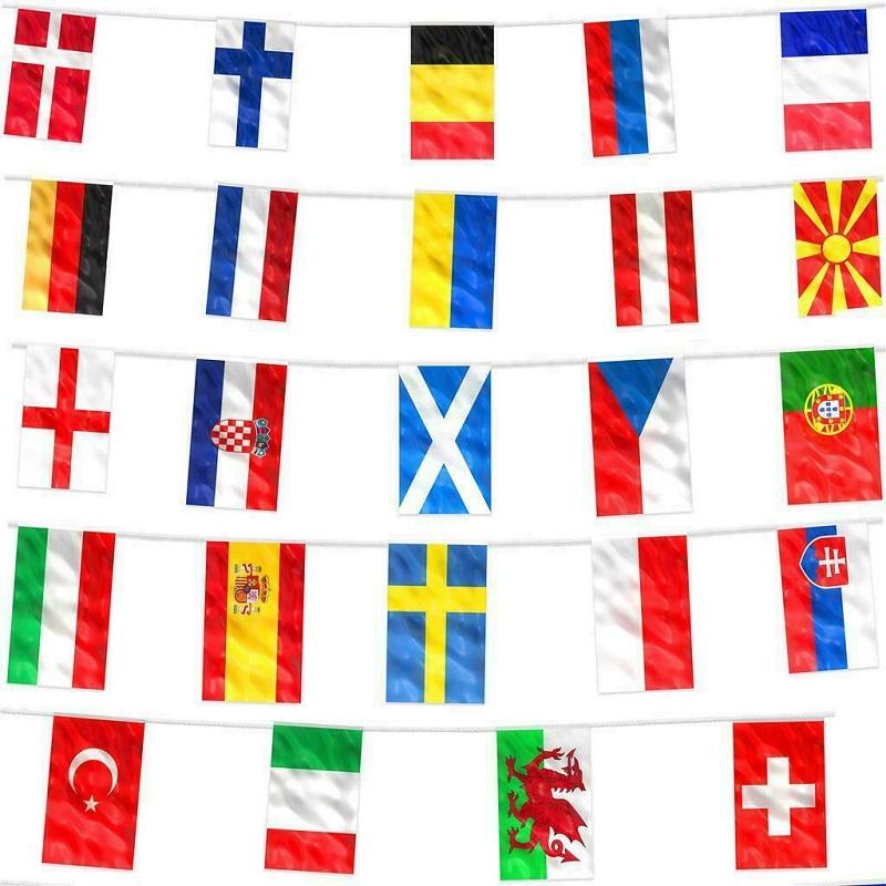 Euro Bunting 2021 10m Polyester Country International Flags Decoration Football
