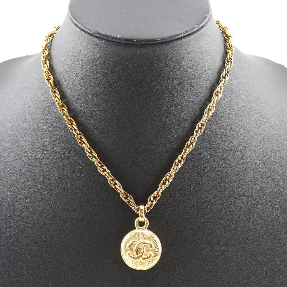 CHANEL COCO Mark Necklace vintage Plated Gold 36.4g Women Used