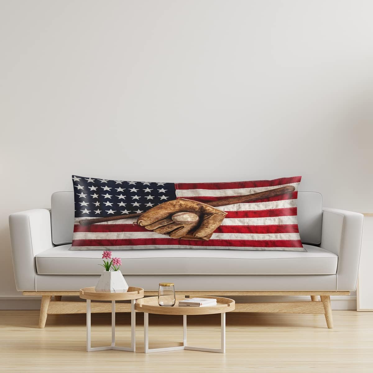 

Наволочка для подушки-тела в форме бейсбольной перчатки на молнии, с американским флагом, длинная наволочка для подушки-тела, мягкая, уютная, чехол для подушки-тела для взрослых, 21x54
