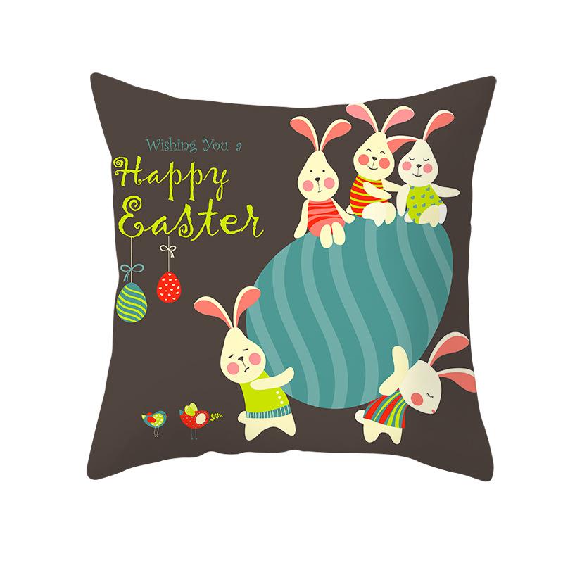 Easter Cartoon Cute Rabbit Digital Printing Short Plush Pillow Covers Decorative for Car Sofa Office Cushion Cover Home Goods