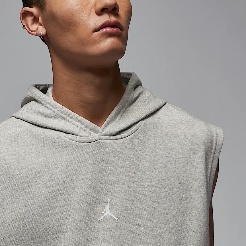 Jordan Sportovní Dri-Fit Crossover Mikina bez rukávů Pánské mikiny Melírovaná šedá Bílá HF9939050