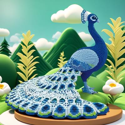 5420-Piece Peacock Building Block Model Animal Creative Decoration Room Ornament Birthday/Halloween/Valentine's Day/Christmas Eve Holiday Gift