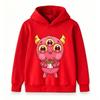 Kids Boys Girls Pullover Hoodie Cute Three-Eyed Pink Monster Print Casual Soft Hooded Sweatshirt For Boys Girls Daily Party Holiday Warm Comfortable