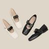 Women Spring Mary Jane Flats Soft Sole Metal Accent Slip-On Shoes H83-1 Chunky Platform Slingback Casual Leather
