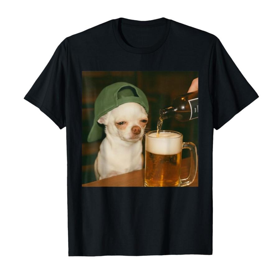 

Chihuahua Beer Printed Funny Tshirt Women Summer Short Sleeve Round Neck TShirt Women Kawaii Tops Harajuku Spring Y2k Clothing S