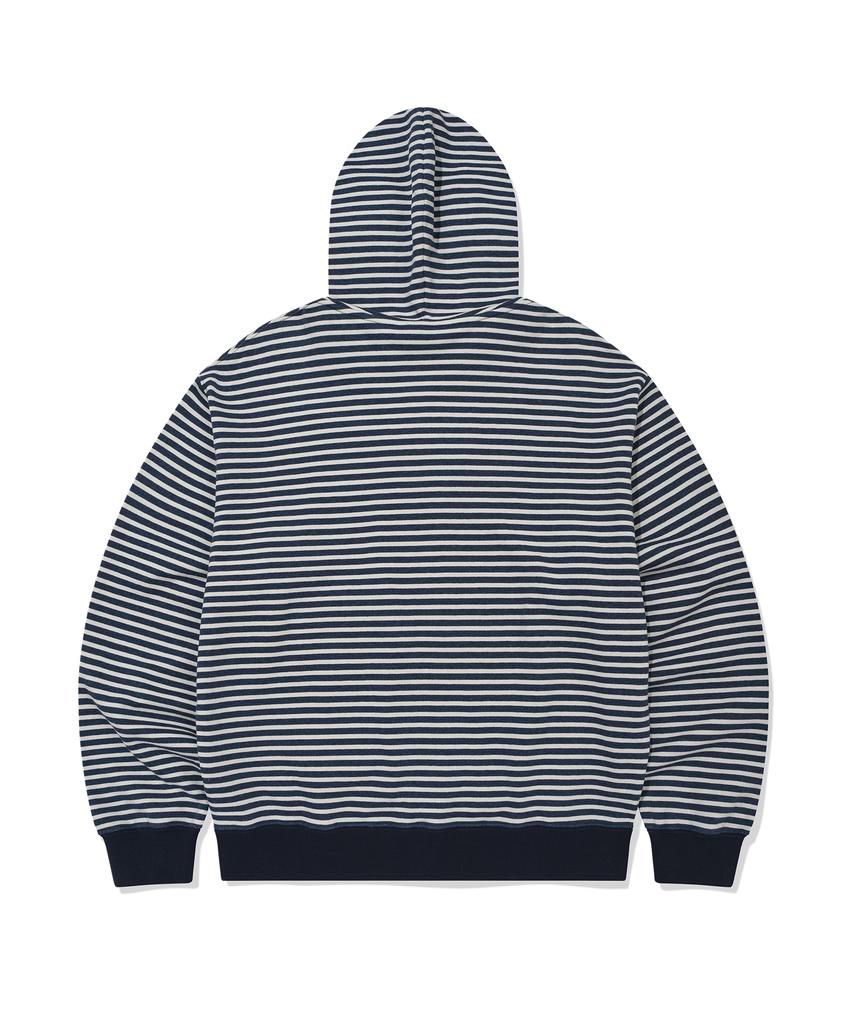 COVERNAT Small Logo Stripe Crop Zip-Up Hoodie Dark Navy