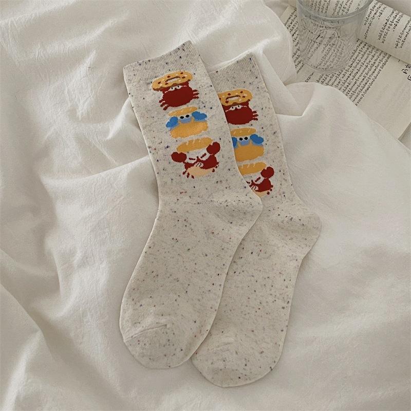 

Женские весенне-осенние новые милые мультяшные хлопковые носки-гольфы с маленьким крабиком 1 pair