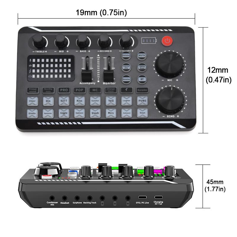 F998 Sound Card DJ Equipment Microphone Sound Card Console Studio Sound Card Kit Cable Phone Mixing Computer Live Voice Mixer