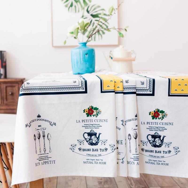 Abstraktní čtvercové tištěné vzory Kryt na stůl Bavlna Len Domácí stolování Dekorovaný Americký styl Lze prát ubrus